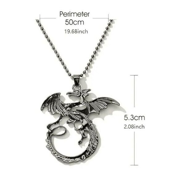 FLYING MYSTICAL DRAGON PENDANT UNISEX NECKLACE - Picture 6 of 6